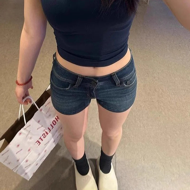 Women's Denim Shorts 2026 Summer Sexy Low-Waisted Skinny Elastic Jean Short Pants Woman Vintage Y2K Streetwear Hot Shorts