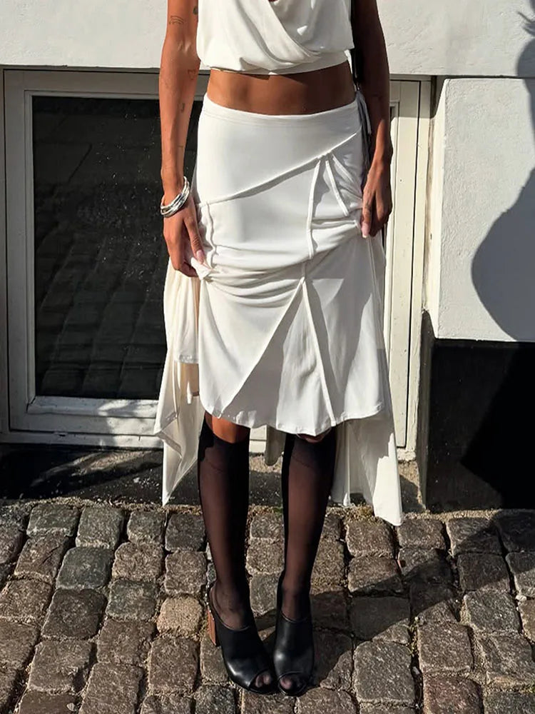 Casual Irregular Lace Up Skirts Women Fashion Sexy Low-Waisted Solid Skirts 2025 Summer Beach Fashion Streetwear Ladies