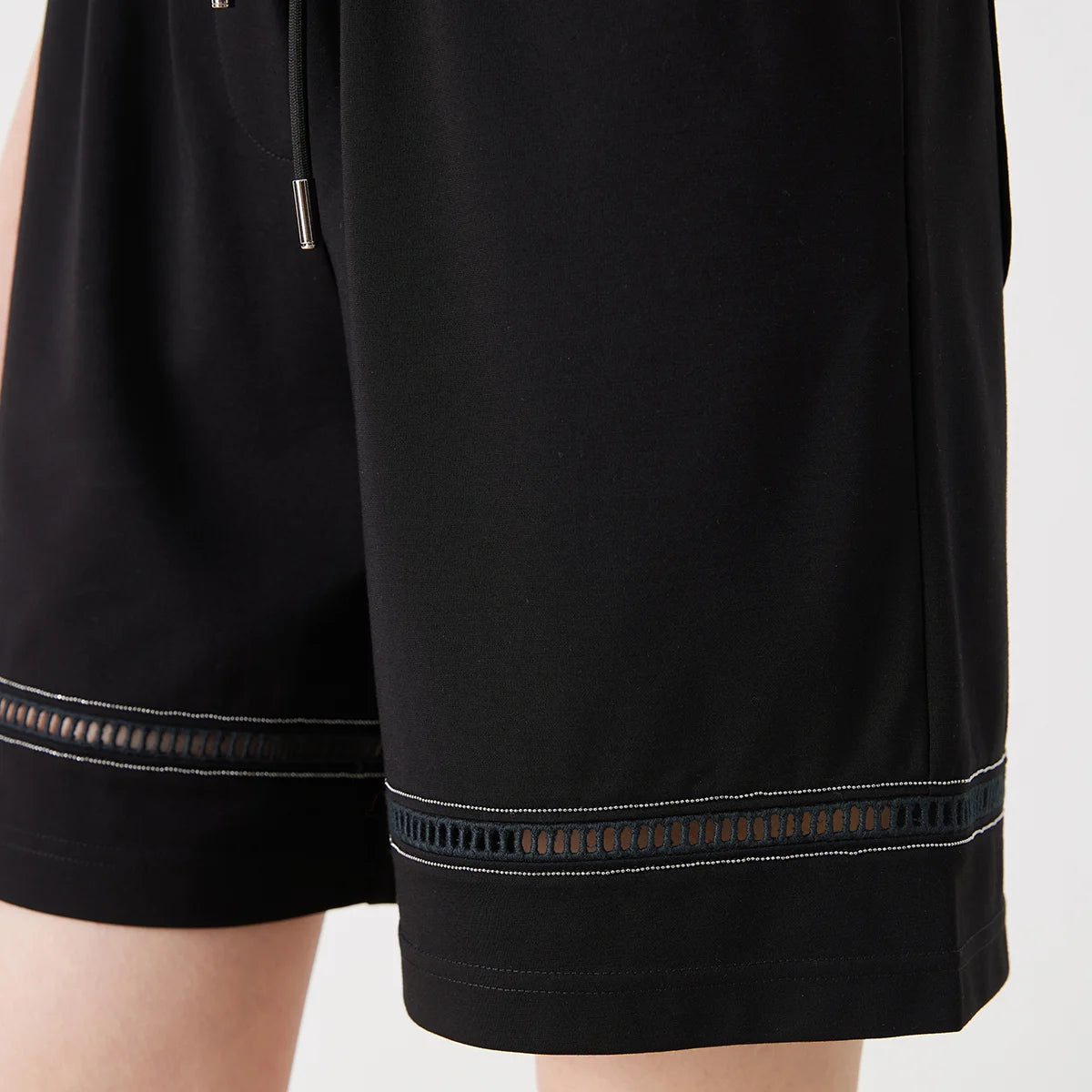 KW9513247 Women's Comfortable Elastic Waist Strap Solid Color Mixed Cotton Shorts