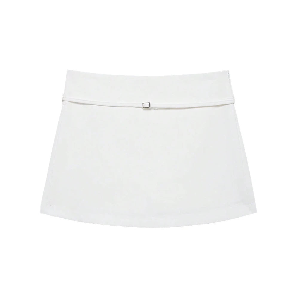 Women's Solid Color Skort with Belt Side Zipper Casual Shorts Skirts Fashionable And Stylish Women's Clothing