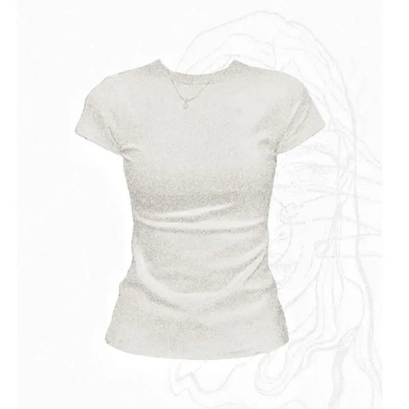 Solid Basic Short Sleeve T-shirts Women Summer Casual Simplicity Black White O-neck Tee Shirt Female Korean Cotton Tight T Shirt