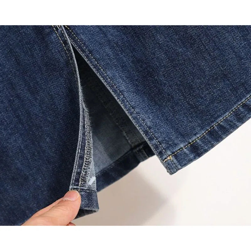 Korean Women High Waisted Cowboy Skirts Summer Female Loose Denim Skirt Ladies New Large Size Jeans Skirt
