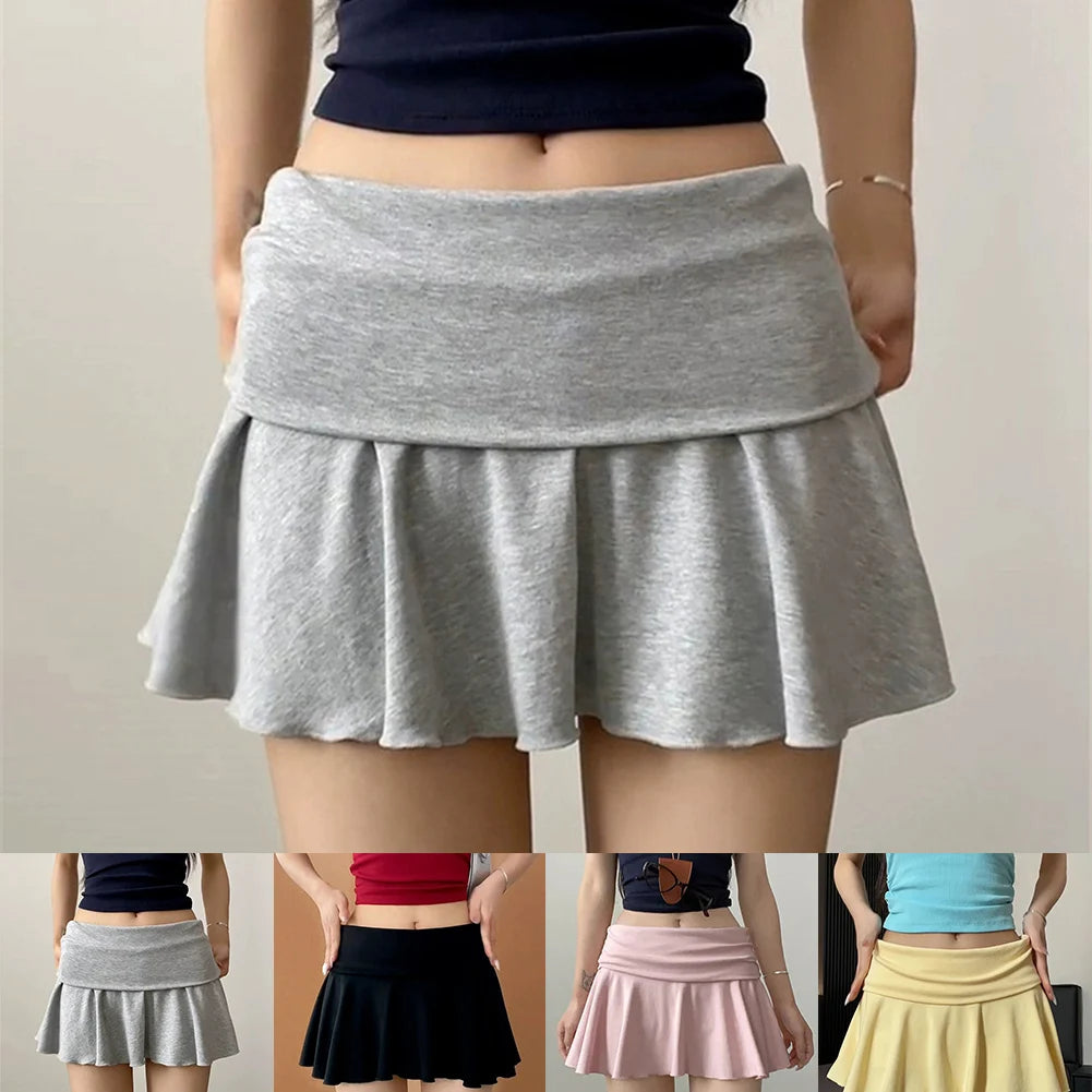 Waist-Flipping  Ruched Skirts Prevent Exposure Golf Sports Women Short Dress High Elasticity Athletic Short High Waist Skirt