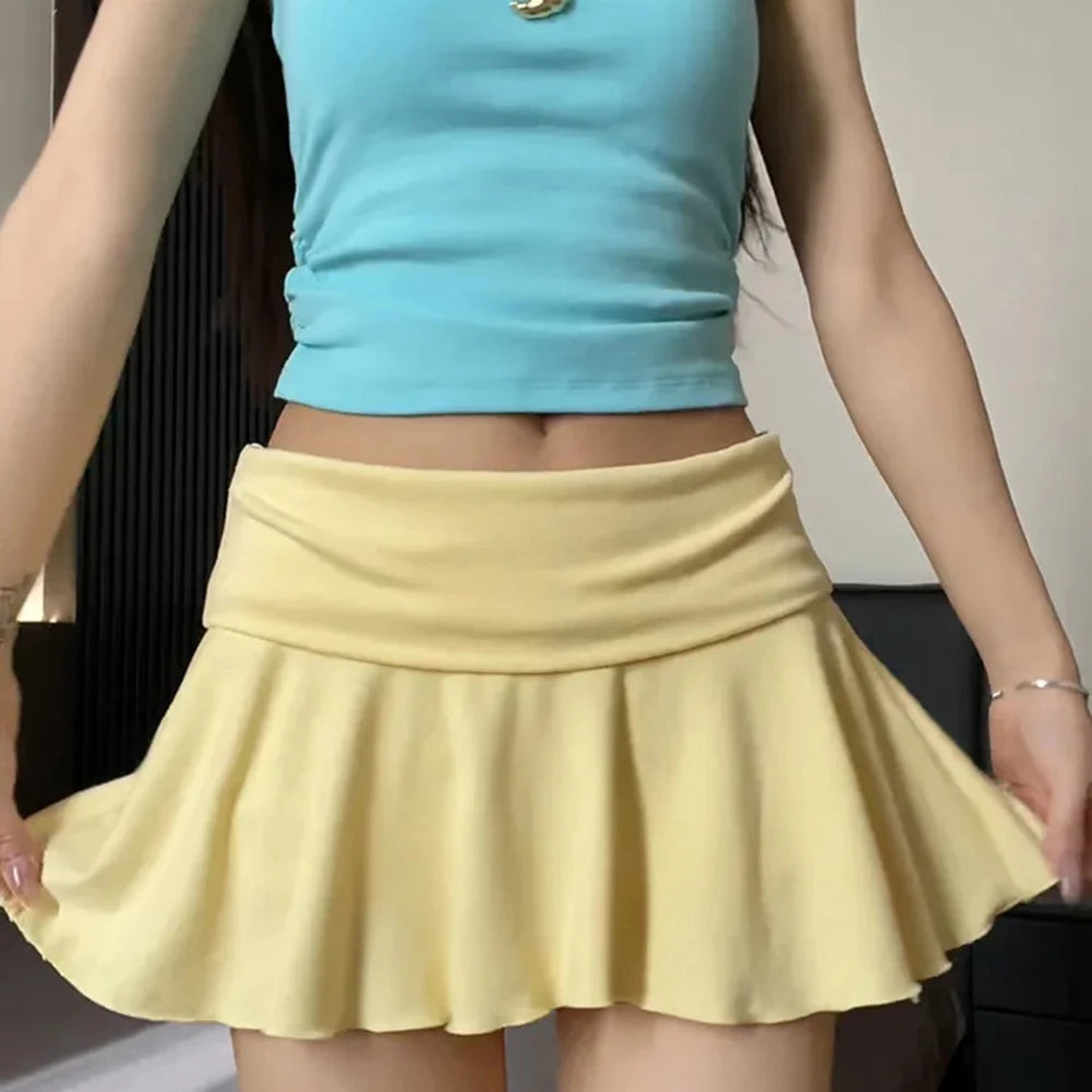 Waist-Flipping  Ruched Skirts Prevent Exposure Golf Sports Women Short Dress High Elasticity Athletic Short High Waist Skirt