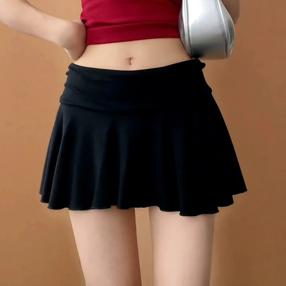 Waist-Flipping  Ruched Skirts Prevent Exposure Golf Sports Women Short Dress High Elasticity Athletic Short High Waist Skirt