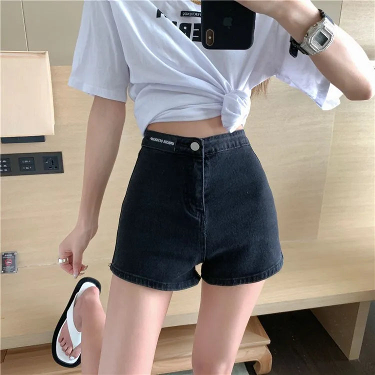 Retro Spicy Girl High Waist Skinny Denim orts Women's Summer Thin Korean Sle Cotton Stretch Tight Fit Trendy Hot Pants
