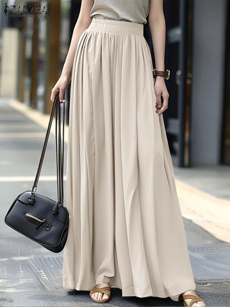 ZANZEA Streetwear Ruffled Maxi Skirts Autumn 2024 Casual Loose...