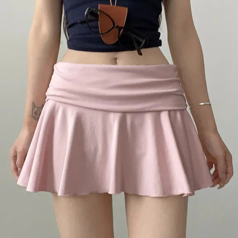 Waist-Flipping  Ruched Skirts Prevent Exposure Golf Sports Women Short Dress High Elasticity Athletic Short High Waist Skirt