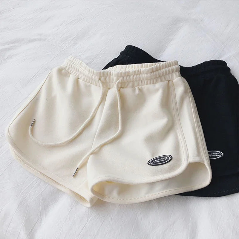 ITOOLIN Women Casual Drawstring Sports Shorts Thin High Waist Yoga A-line Shorts Loose Women Running Straight Trousers Summer