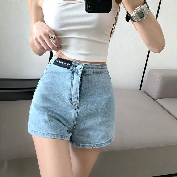 Retro Spicy Girl High Waist Skinny Denim orts Women's Summer Thin Korean Sle Cotton Stretch Tight Fit Trendy Hot Pants