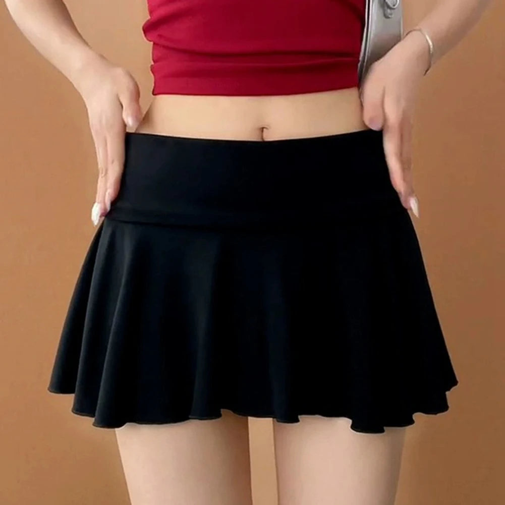 Waist-Flipping  Ruched Skirts Prevent Exposure Golf Sports Women Short Dress High Elasticity Athletic Short High Waist Skirt