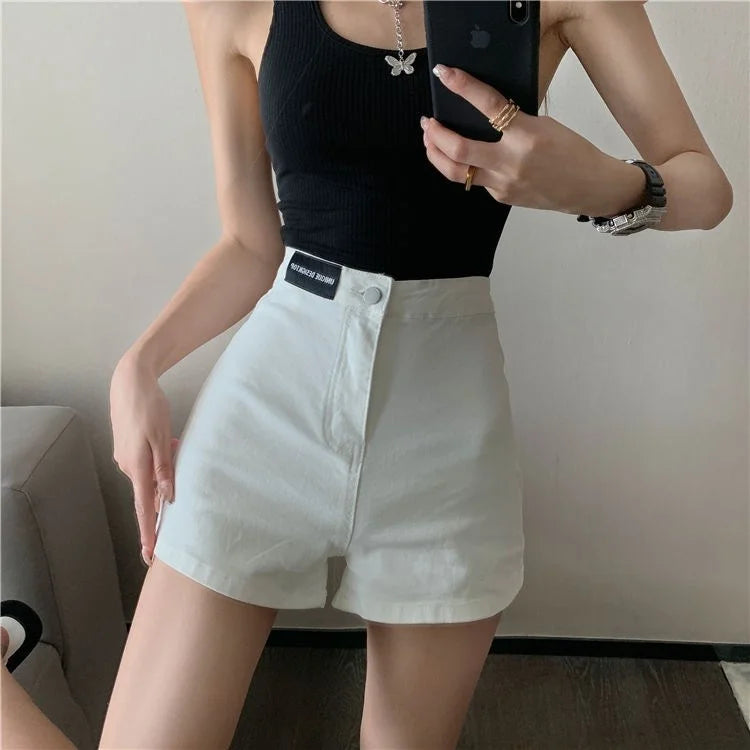 Retro Spicy Girl High Waist Skinny Denim orts Women's Summer Thin Korean Sle Cotton Stretch Tight Fit Trendy Hot Pants