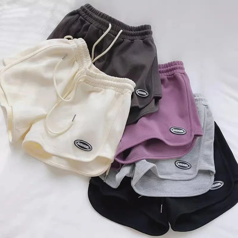 ITOOLIN Women Casual Drawstring Sports Shorts Thin High Waist Yoga A-line Shorts Loose Women Running Straight Trousers Summer