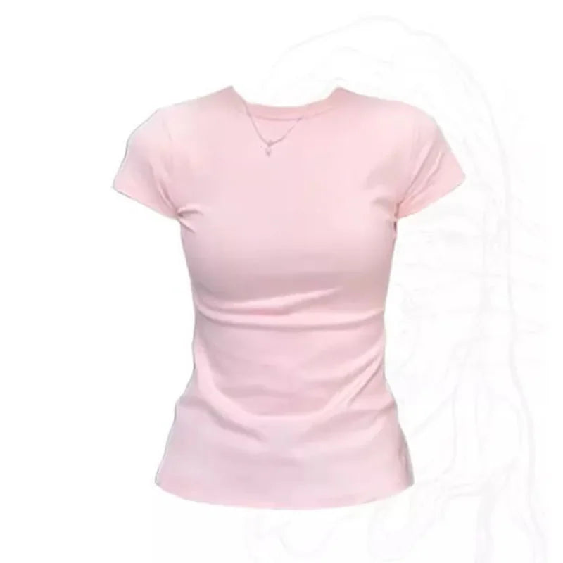 Solid Basic Short Sleeve T-shirts Women Summer Casual Simplicit...
